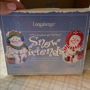 Longaberger Snow Friends Cookie Mold with Blue and Red Accents